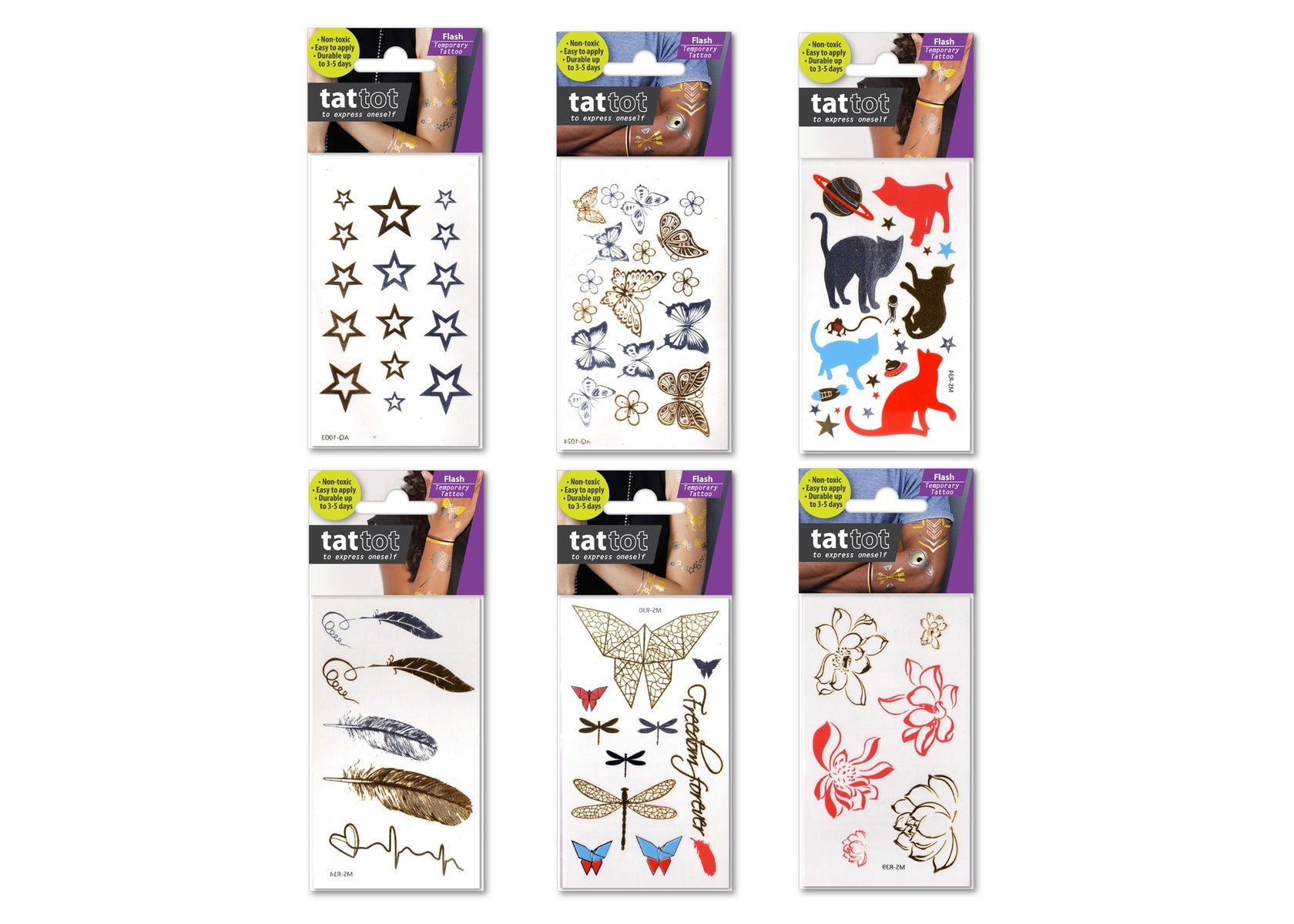 PRICE FOR 6 ASSORTED TEMPORARY TATTOO METALLIC FREEDOM FOREVER - Bamboo Sprout